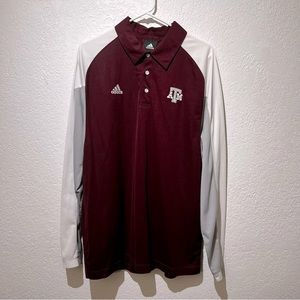 Adidas Texas A&M Climacool Mens Long Sleeve Polo Shirt M Medium